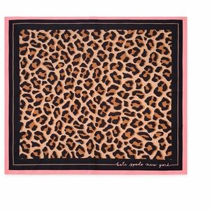 Kate Spade Animal Print Scarf with Pink and Black Border Luxe Cotton & Silk New
